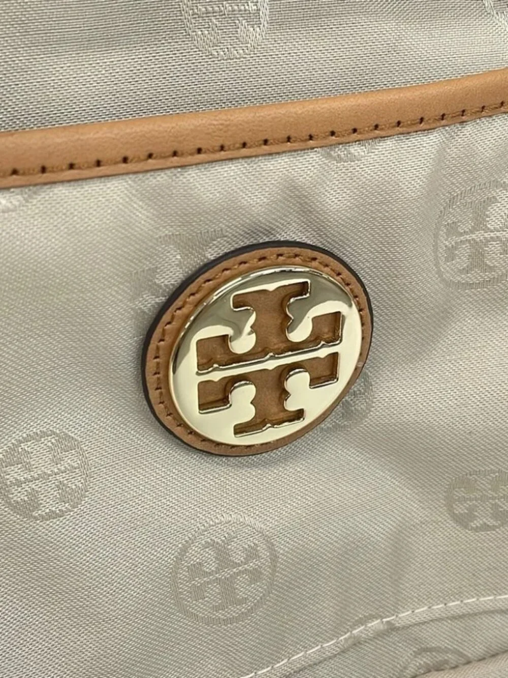 TORY BURCH Brown Natural Fiber Leather Handbag